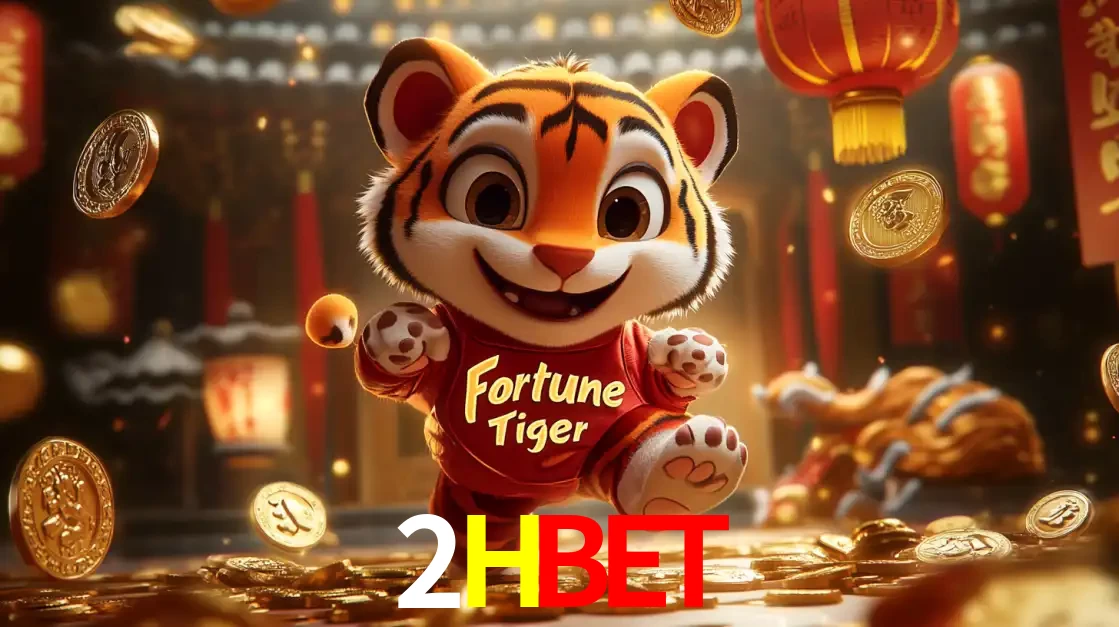 O alegre personagem do Fortune Tiger correndo sobre um caminho de moedas de ouro, simbolizando os grandes prêmios e a diversão do popular jogo de slot do 2HBET.